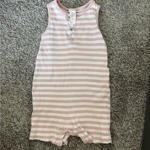 H&M Pink and White Striped Button-Up romper